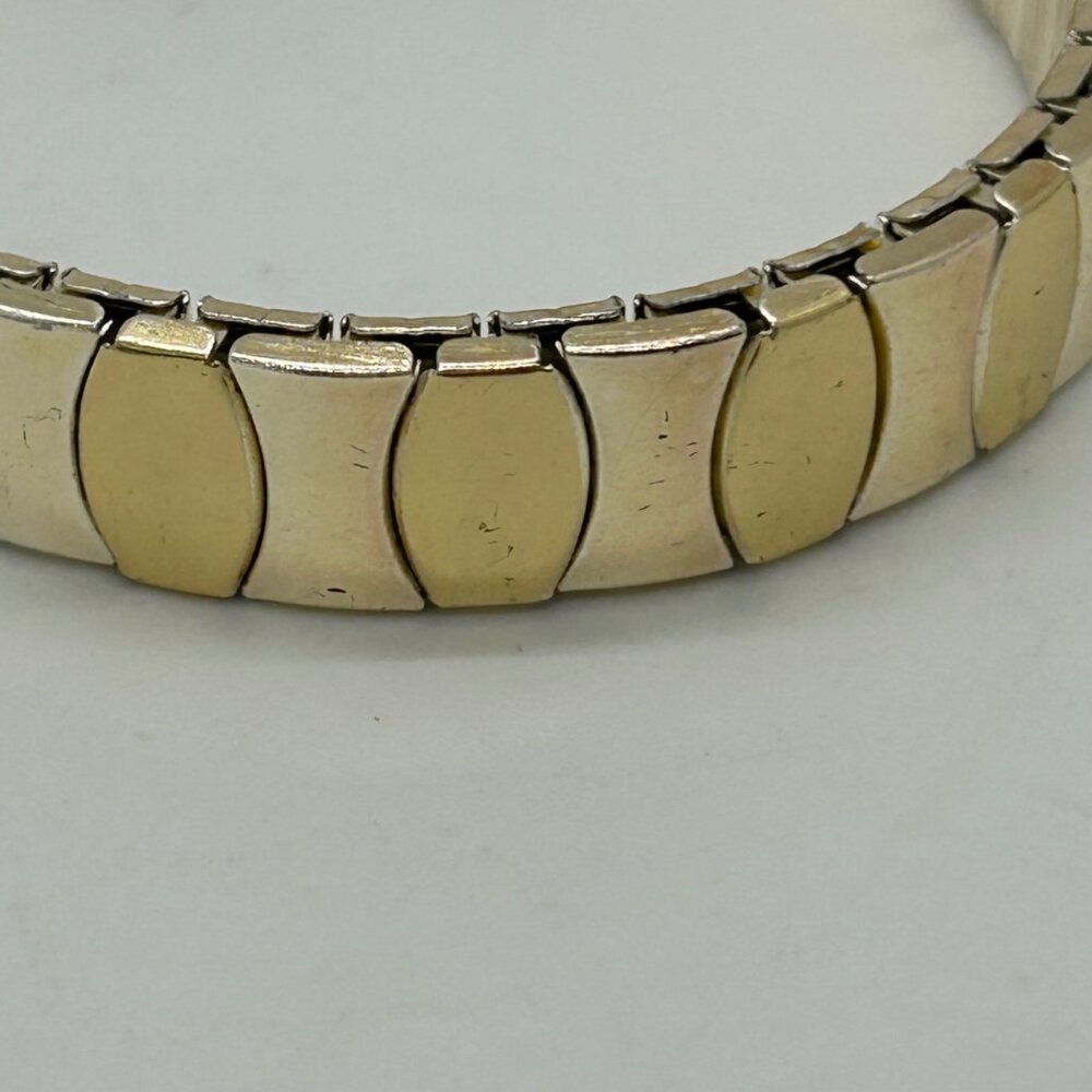 Vintage Two-Tone Gold & Silver Finish Expansion Stretch Link Bracelet Size 7 - Picture 8 of 15